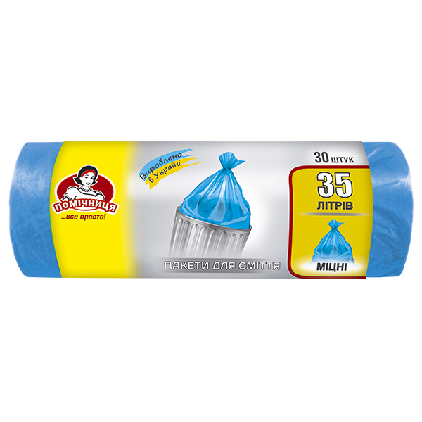 Пакети для сміття ТМ "Помічниця" 35л 30шт HDPE, 50см х 60см, кольорові